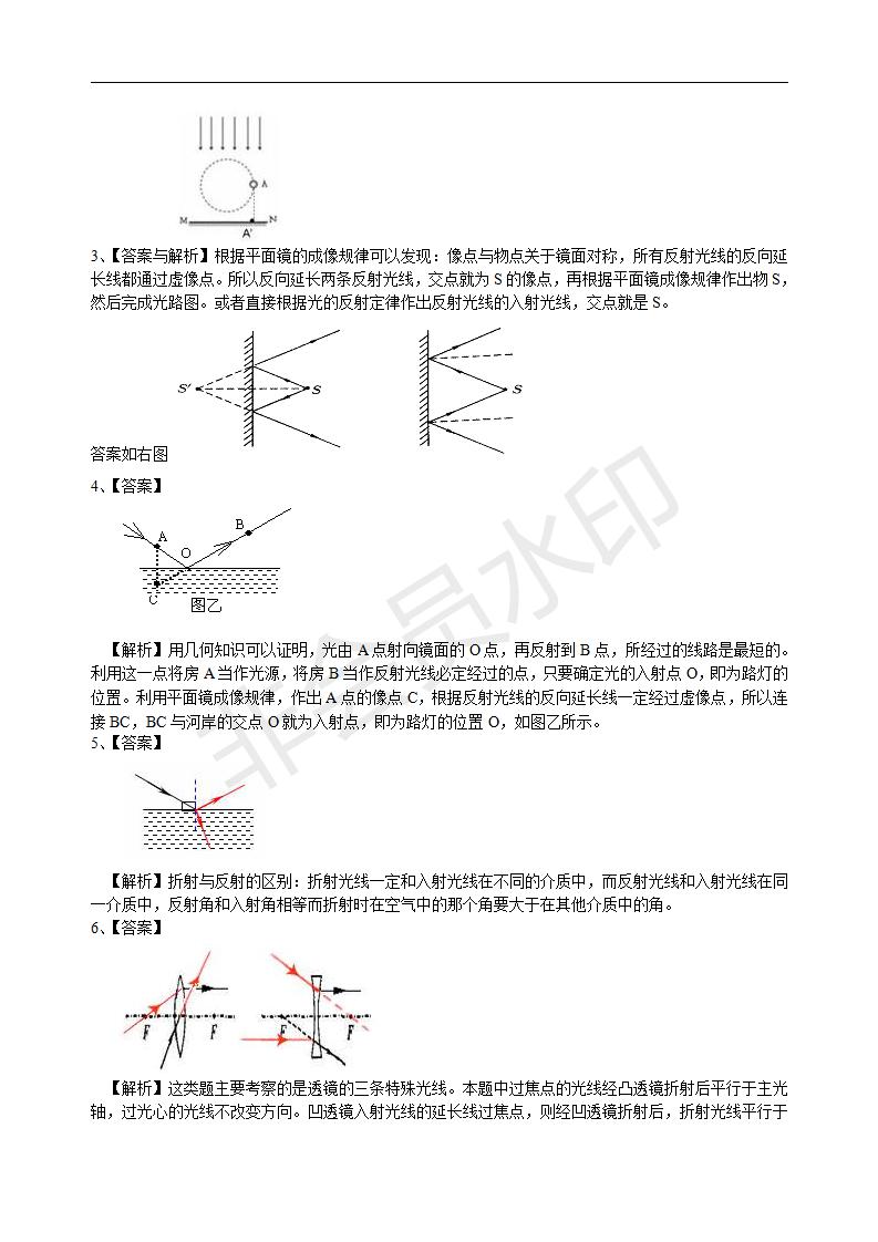 中考物理冲刺：光学作图专题（基础）巩固练习