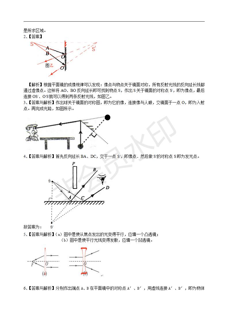 中考物理冲刺：光学作图专题（提高）巩固练习