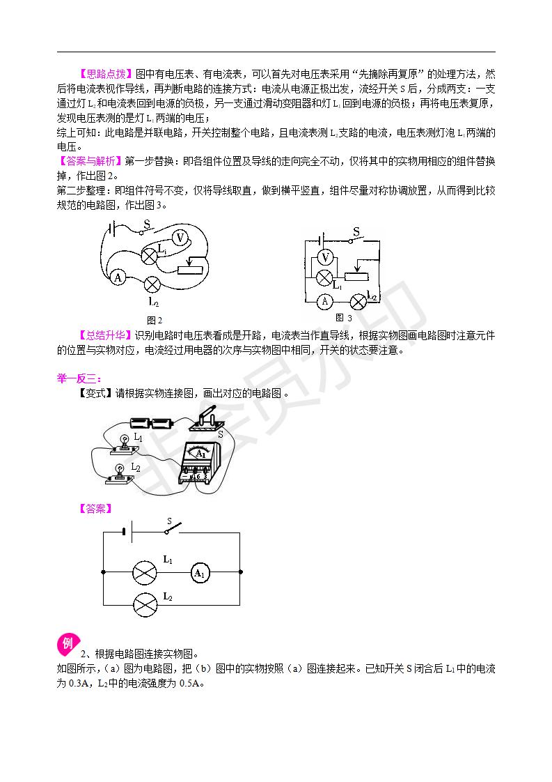 中考物理冲刺：电学作图专题（提高）知识讲解