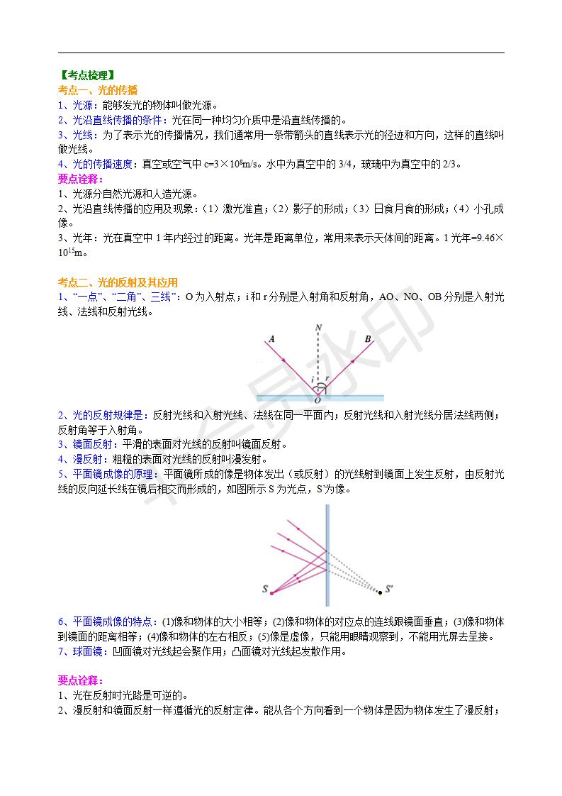 中考物理总复习：光现象（基础）知识讲解