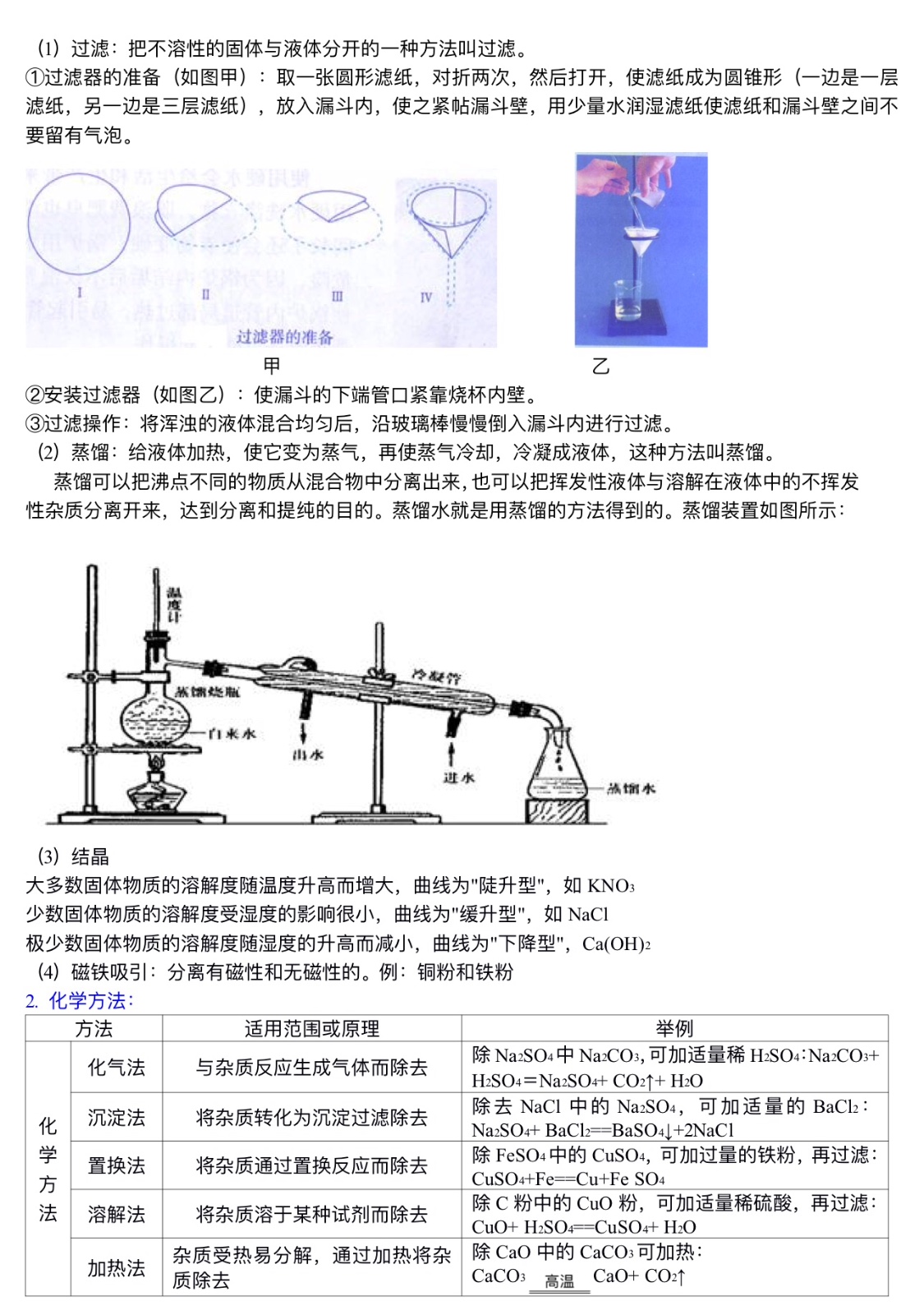 中考化学总复习：混合物的去杂分离提纯物质制备解题技巧（提高）