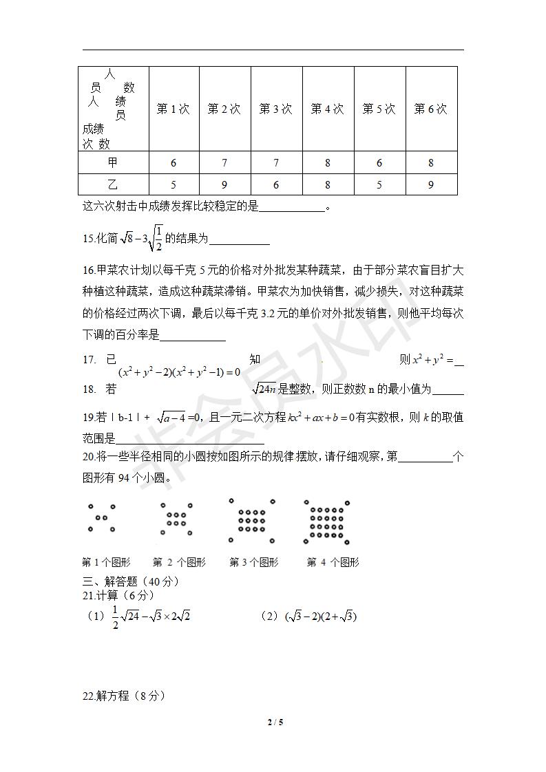 新人教版八年级数学下册月考测试卷6