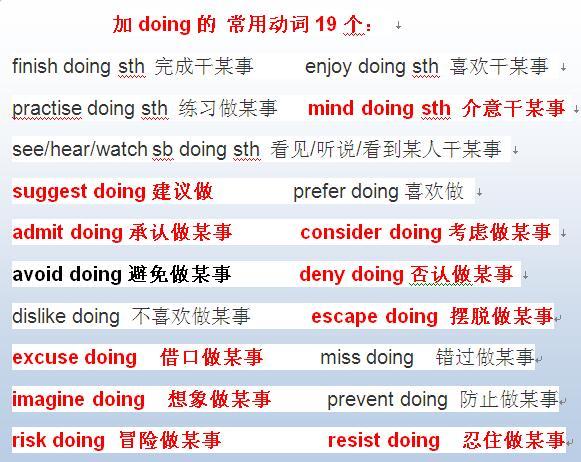 中学常用动词加+doing,to do,还是都可以？五张表格，一目了然！