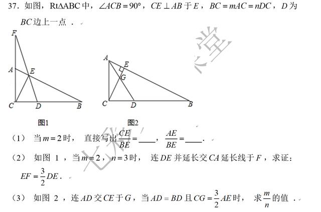 九年级期末模拟试题——难度偏大，挑战压轴题，搞定压轴题！