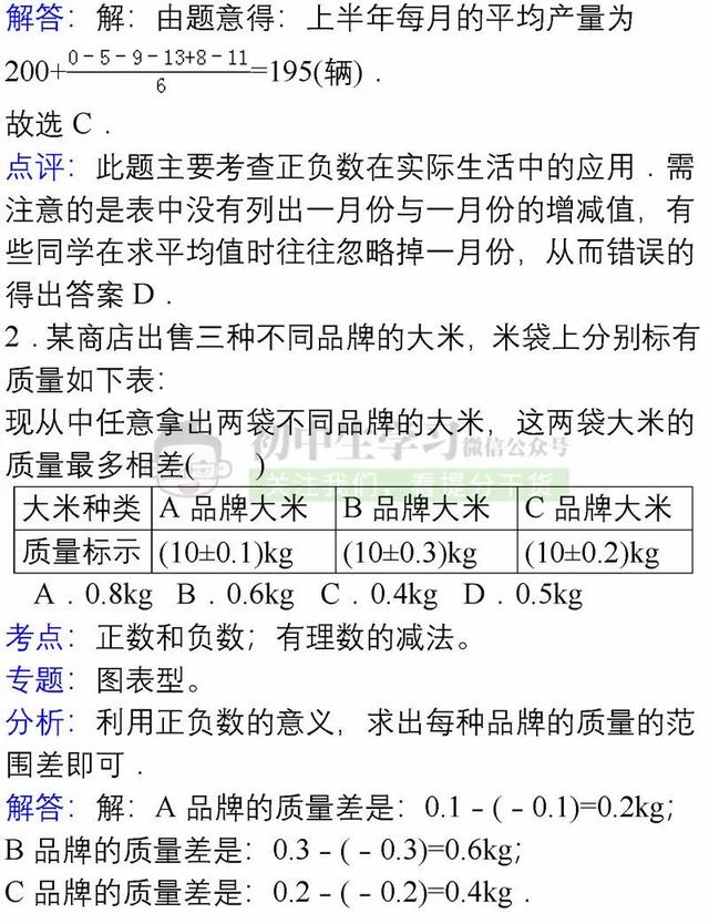 七年级上册数学各章节易错题详解汇总，期末避免再出错