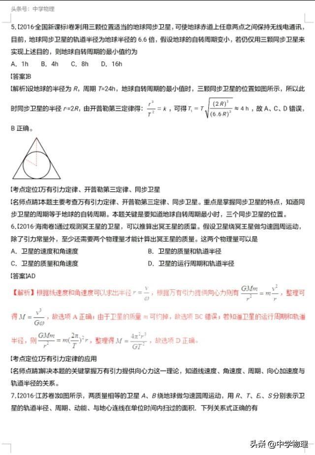 万有引力定律！三年高考物理真题系列重磅来袭！高三学生不可不看