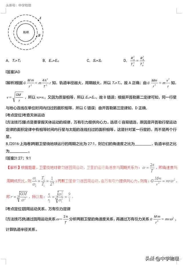 万有引力定律！三年高考物理真题系列重磅来袭！高三学生不可不看