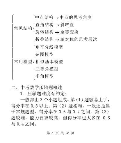 中考数学压轴题模型分析及解题策略（精编版）