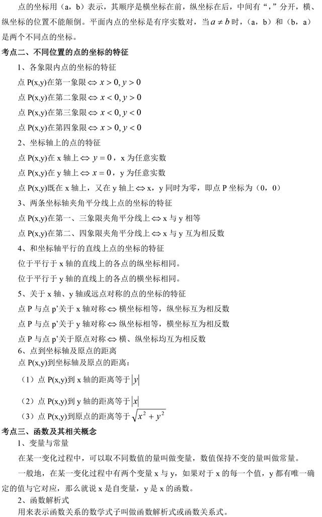 初中数学函数必考知识点最详细总结！再也没有什么题能难倒你！