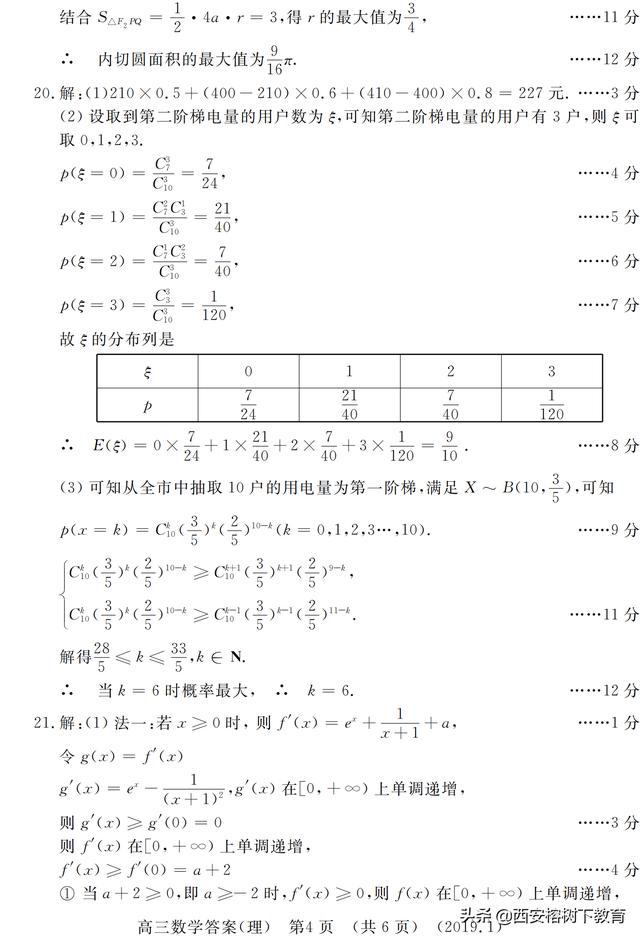 2019届高三上学期第一次统一考试数学（理）试题及答案