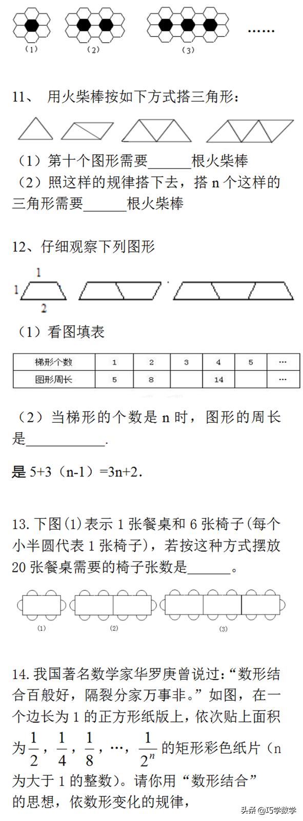 七年级归纳猜想找规律习题方法汇总