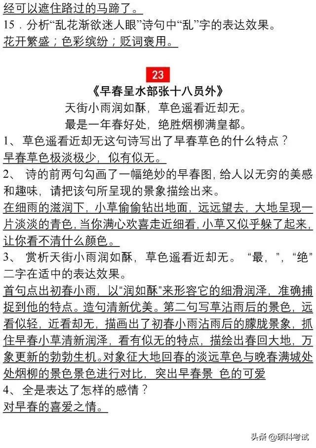 初中语文必考古诗词赏析题汇总，很全面还有讲解！收藏好