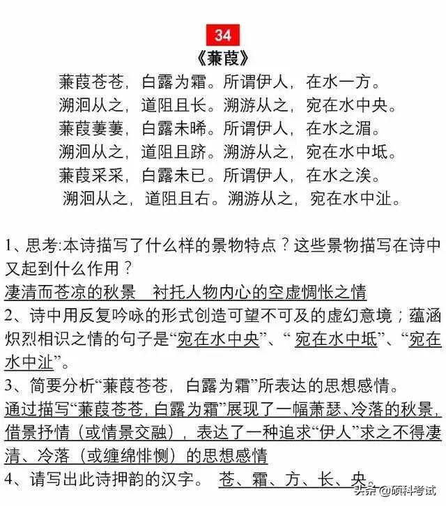 初中语文必考古诗词赏析题汇总，很全面还有讲解！收藏好