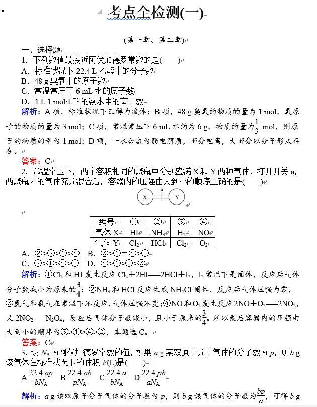 最全版！高中化学基础考点检测重要题集，帮孩子打印