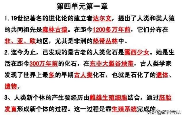 初中生物各单元所有知识点汇总，很全面，收藏好！