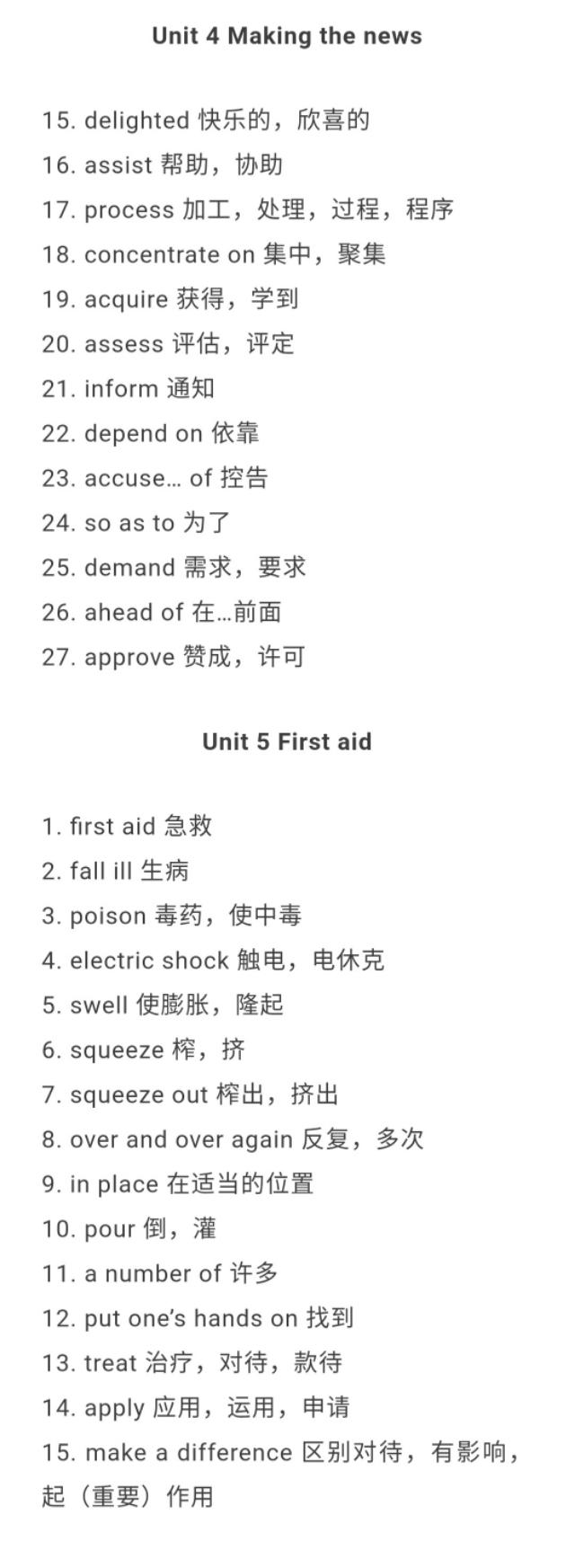 高中英语必修1~选修8重点单词短语大汇总！