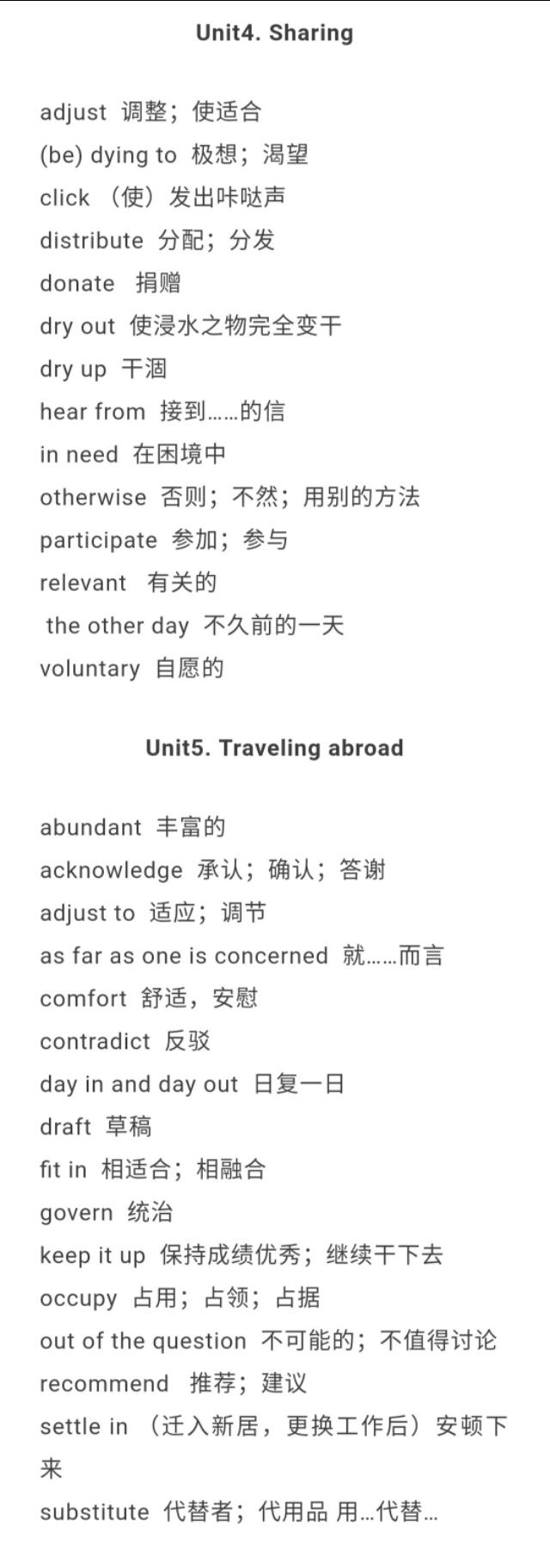 高中英语必修1~选修8重点单词短语大汇总！
