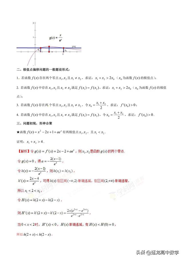 2019高考数学二轮解答题专题 压轴题讲义 专题1.1 初识极值点偏移