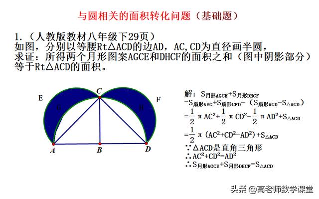 初中与圆相关的面积转化问题（基础题）