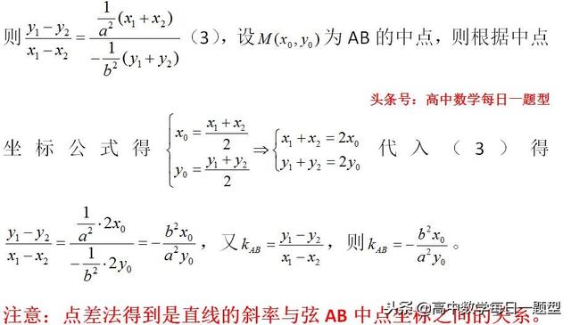 高二数学同步专题：圆锥曲线的中点弦问题