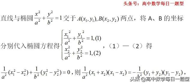 高二数学同步专题：圆锥曲线的中点弦问题