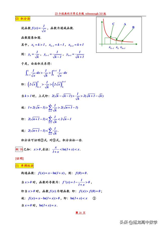 太全了23个经典的不等式总结 后附证明过程 你不容错过的精品资料