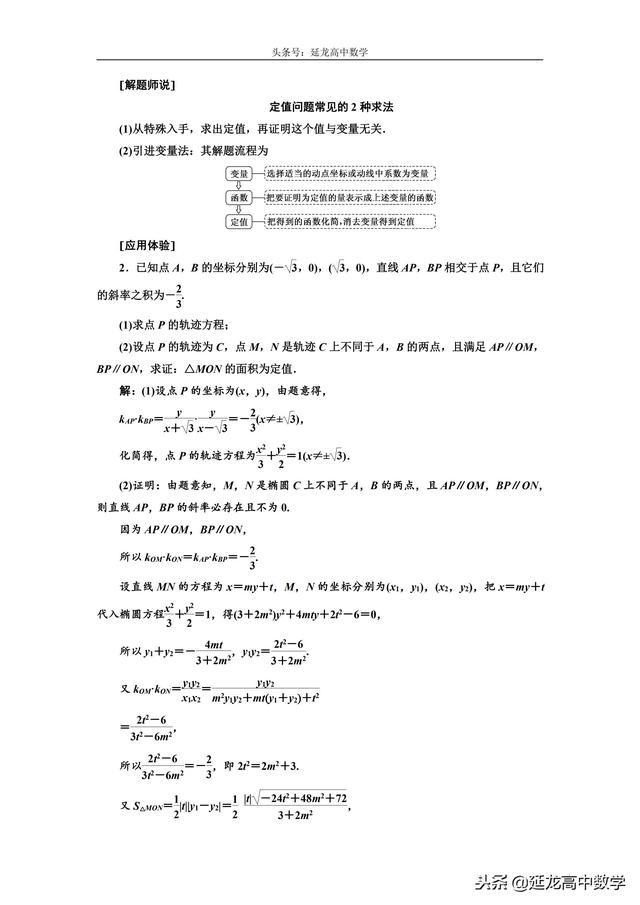 思路方法详解 高三数学复习难点突破 圆锥曲线中的定点、定值问题