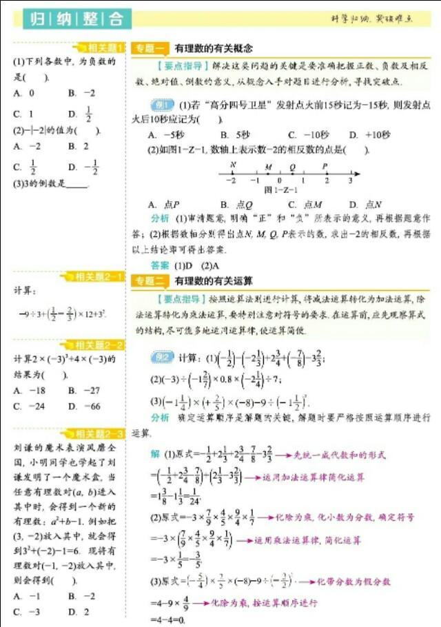 「知识汇总」数学七上有理数及整式运算重点知识梳理汇总讲解