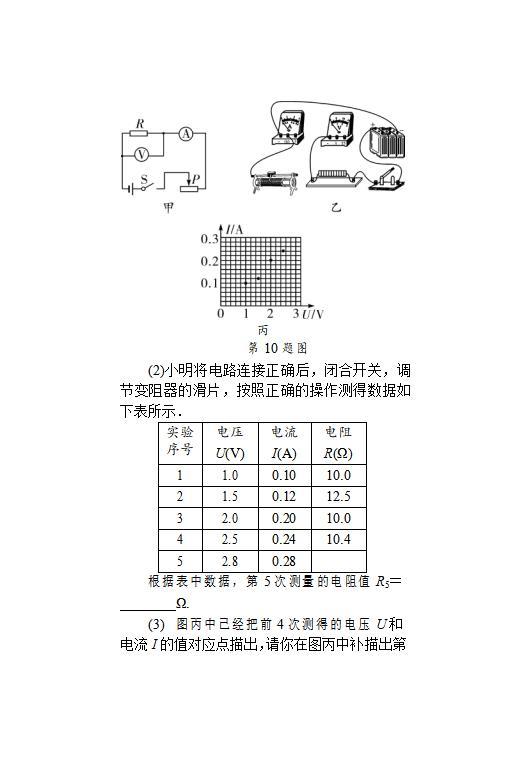 2019中考复习中考物理电学实验常考20道