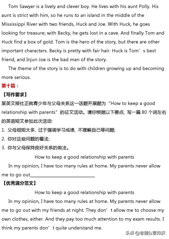 近三年中考英语常考的30篇话题作文，一定要练熟