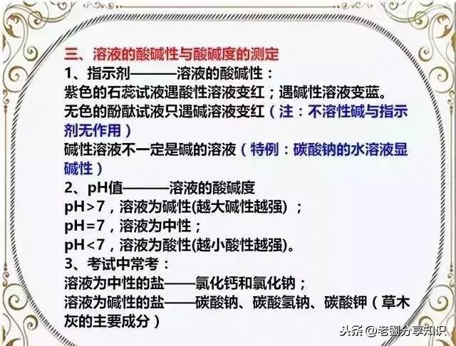 中考化学：关于酸、碱、盐的考点已整理，速收！