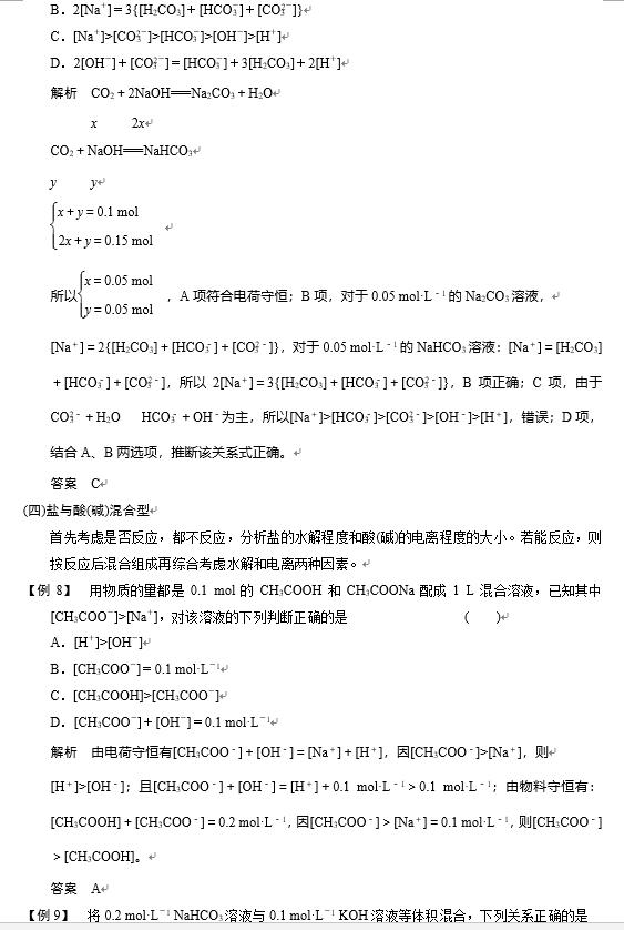 高中化学必考清单：溶液离子浓度综合题精讲