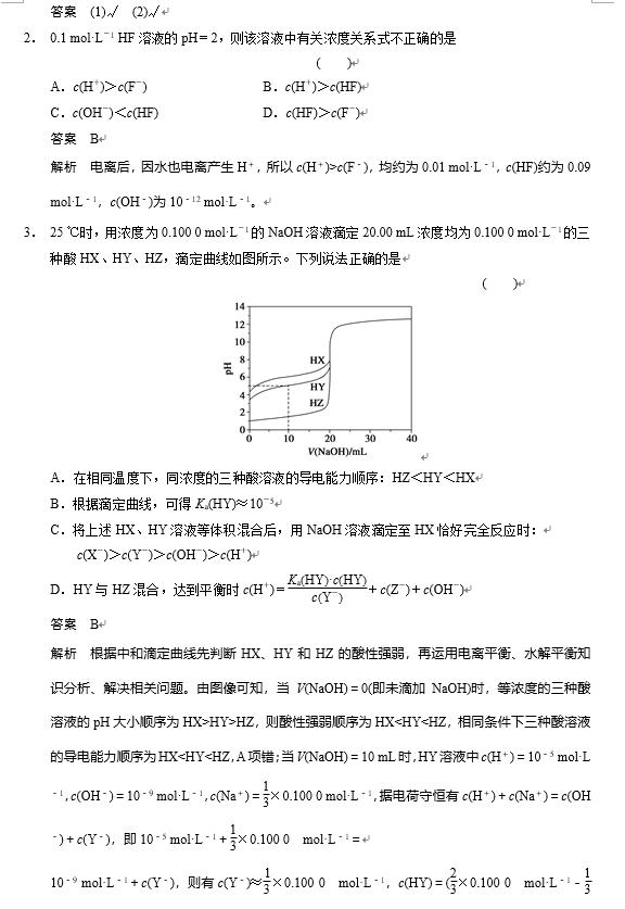 高中化学必考清单：溶液离子浓度综合题精讲