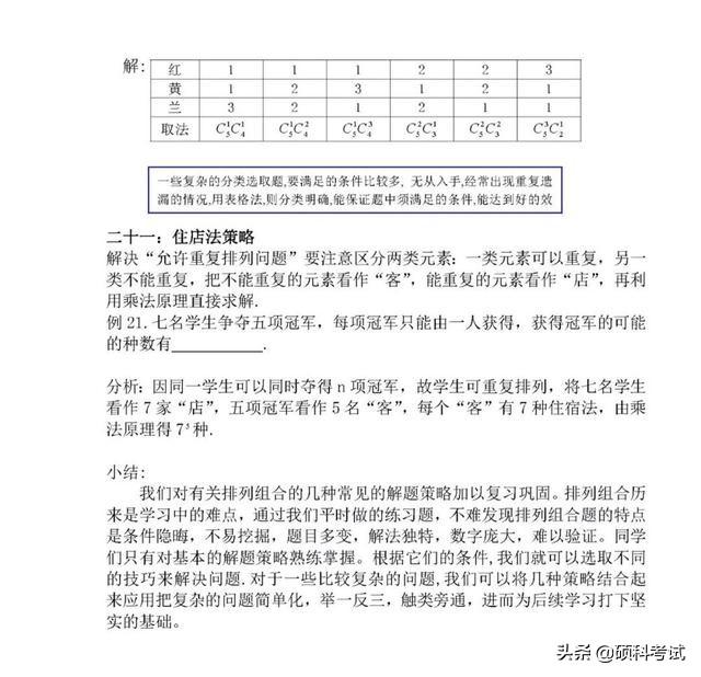 高三数学排列组合典型例题详细方法解析，适合高考学生，收藏好