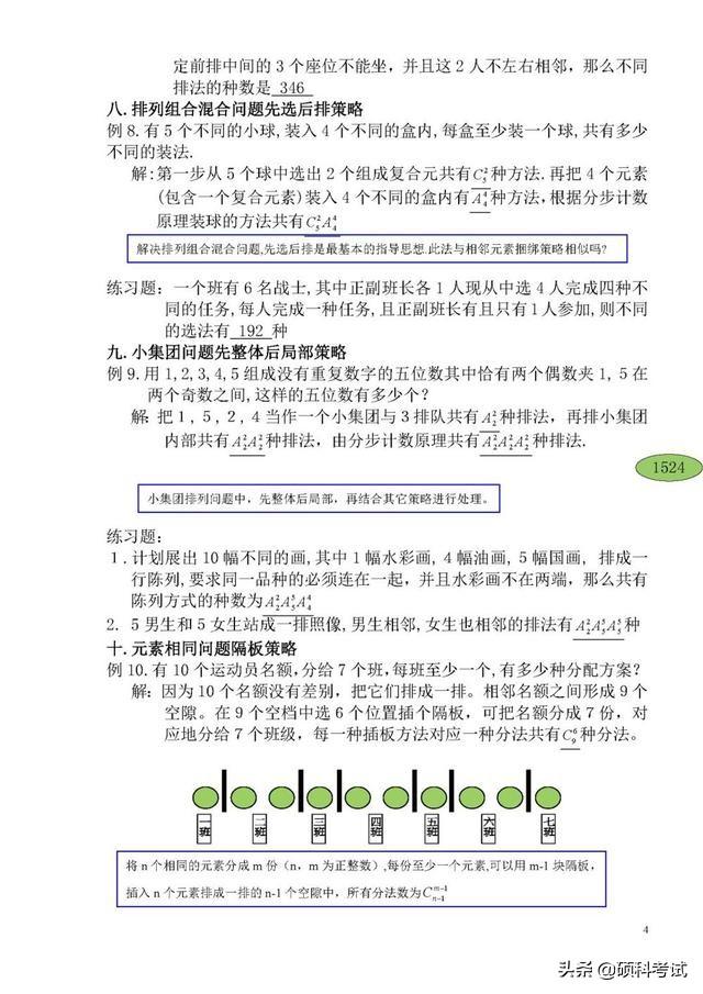 高三数学排列组合典型例题详细方法解析，适合高考学生，收藏好