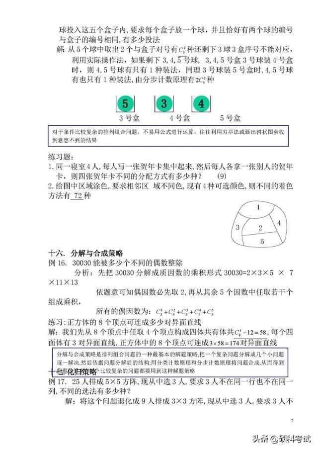 高三数学排列组合典型例题详细方法解析，适合高考学生，收藏好