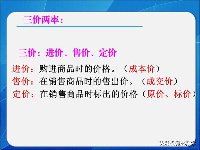 「加油七年级」经济中的数学，三价两率，列方程解应用题典型应用