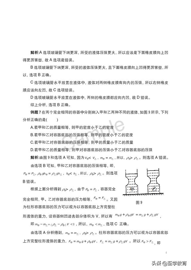 中考物理压强试题解题方法与策略，从此碰到压强试题不再有压力