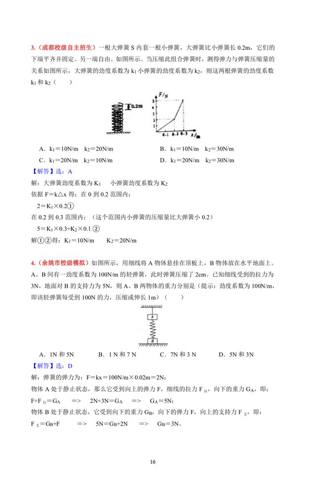 物理培优专题第3课：弹力难题