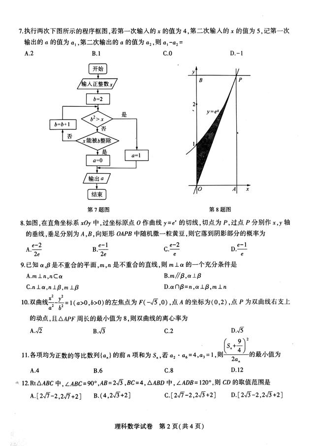 2019年三省三校高三第一次联合模拟考试 理科数学