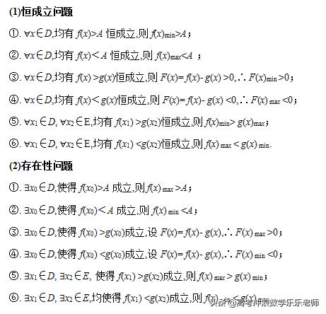 高中数学函数中存在与恒成立的详细分析