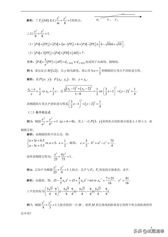 圆锥曲线（一轮复习）知识大总结：第1讲 椭圆