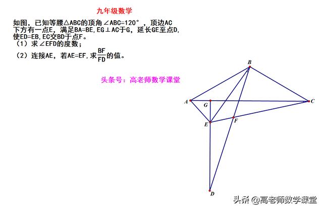 九年级数学：感谢我的老师提供的思路，用到倒角、四点共圆及全等