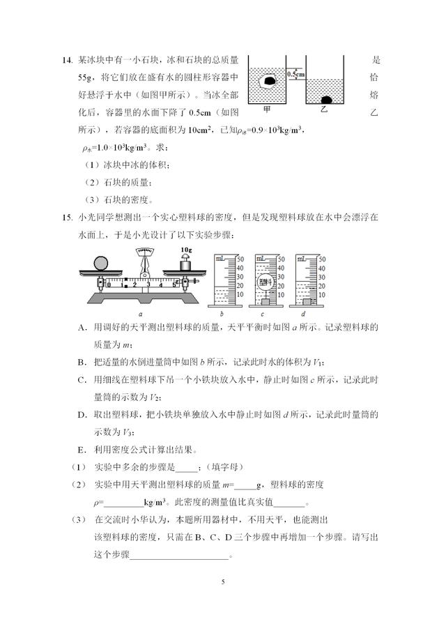 中考物理专题训练——“浮力与压强”易错题突破