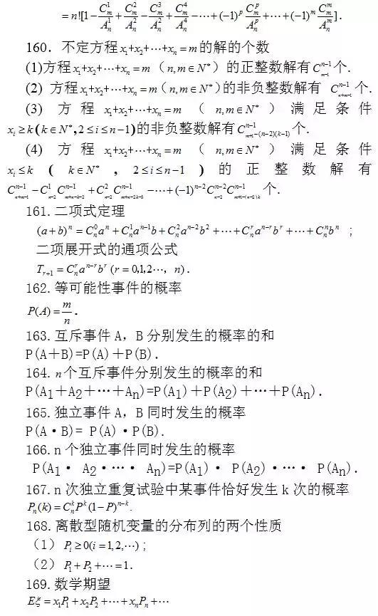 高中数学：常考结论203条，涵盖高中所有重点！