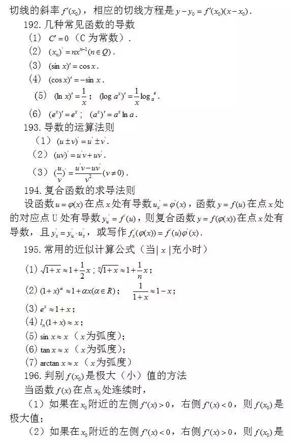 高中数学：常考结论203条，涵盖高中所有重点！