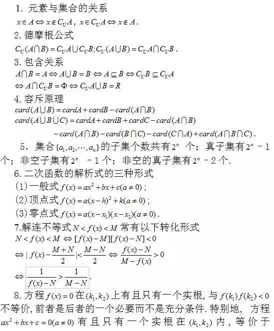 高中数学：常考结论203条，涵盖高中所有重点！