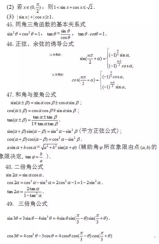 高中数学：常考结论203条，涵盖高中所有重点！