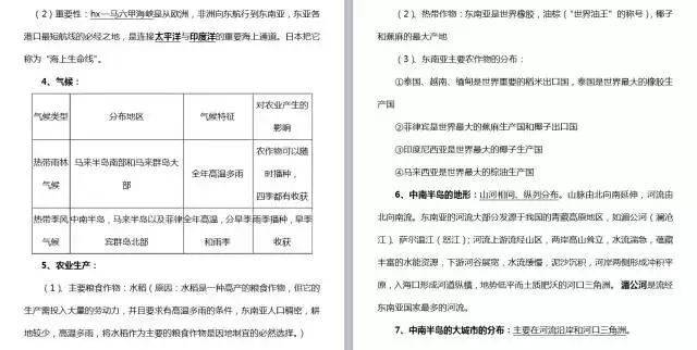 七年级下册地理知识汇总，提前为孩子收藏一学期的知识