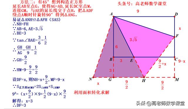 九年级数学，矩形中含45度的题型，一题多解（整理了6种解法）